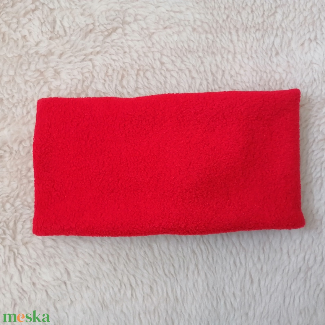 Piros polár fejpánt - ruha & divat - sál, sapka, kendő - fejpánt - Meska.hu