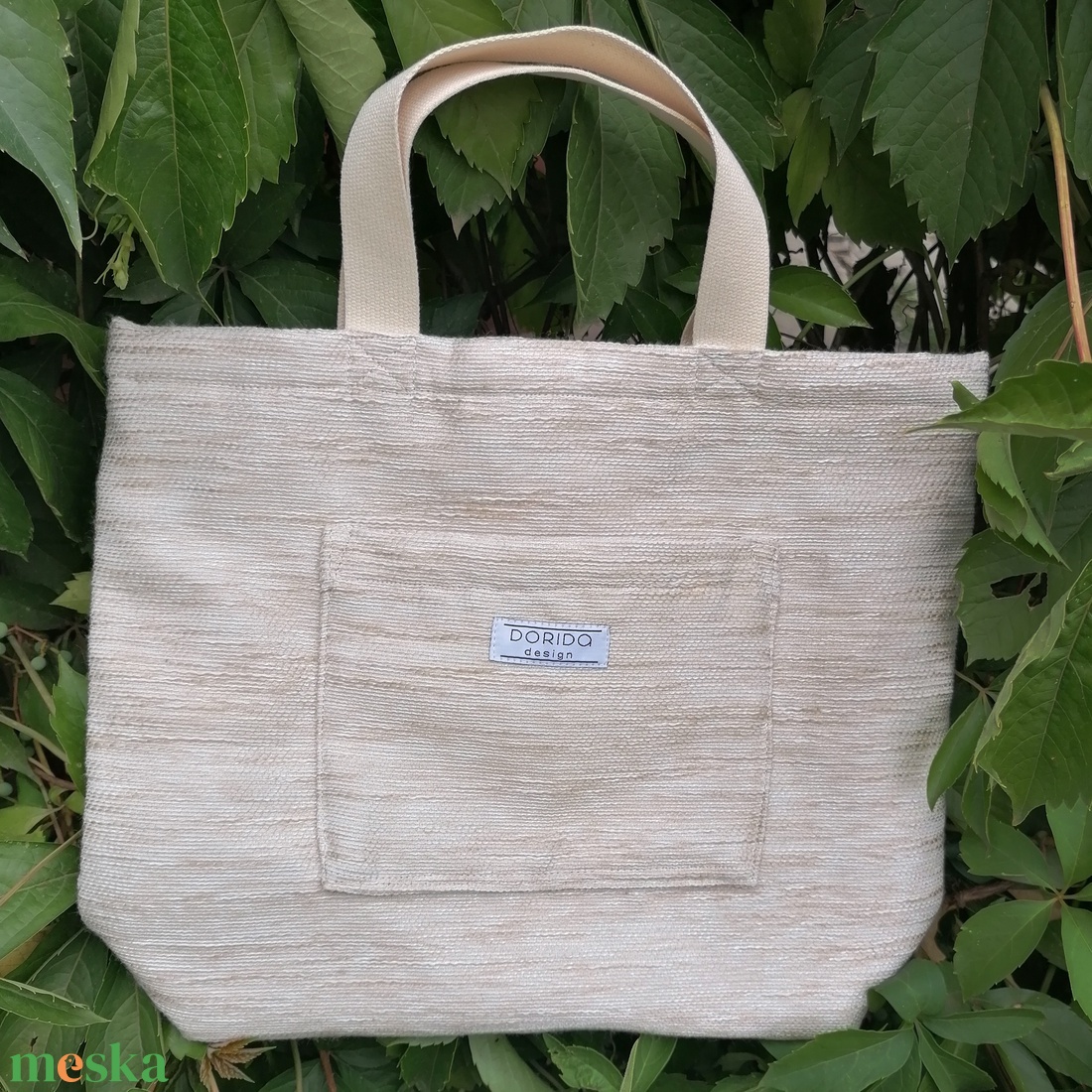 Natúr színű textil kézitáska  - táska & tok - bevásárlás & shopper táska - shopper, textiltáska, szatyor - Meska.hu