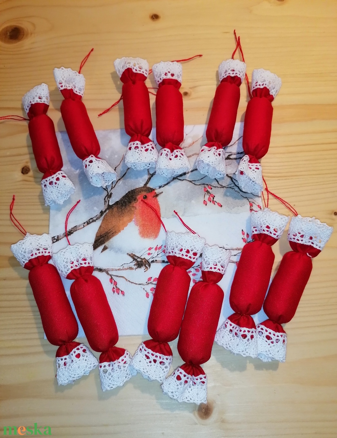 12 db textil szaloncukor - karácsony - karácsonyi lakásdekoráció - karácsonyfadíszek - Meska.hu