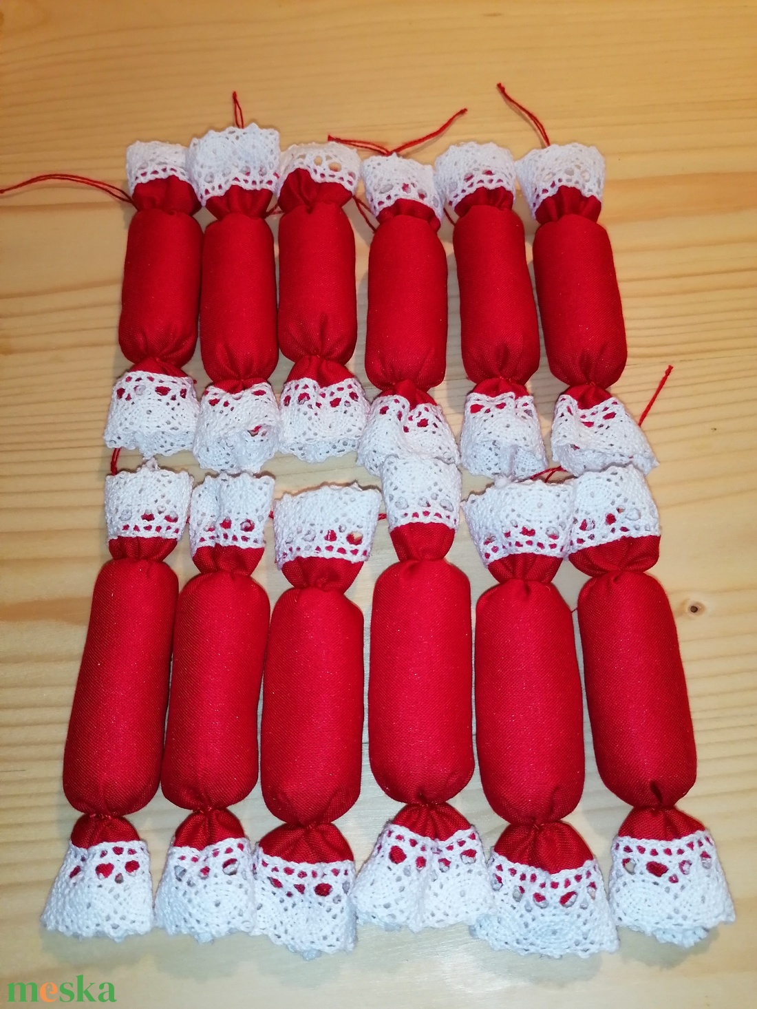 12 db textil szaloncukor - karácsony - karácsonyi lakásdekoráció - karácsonyfadíszek - Meska.hu