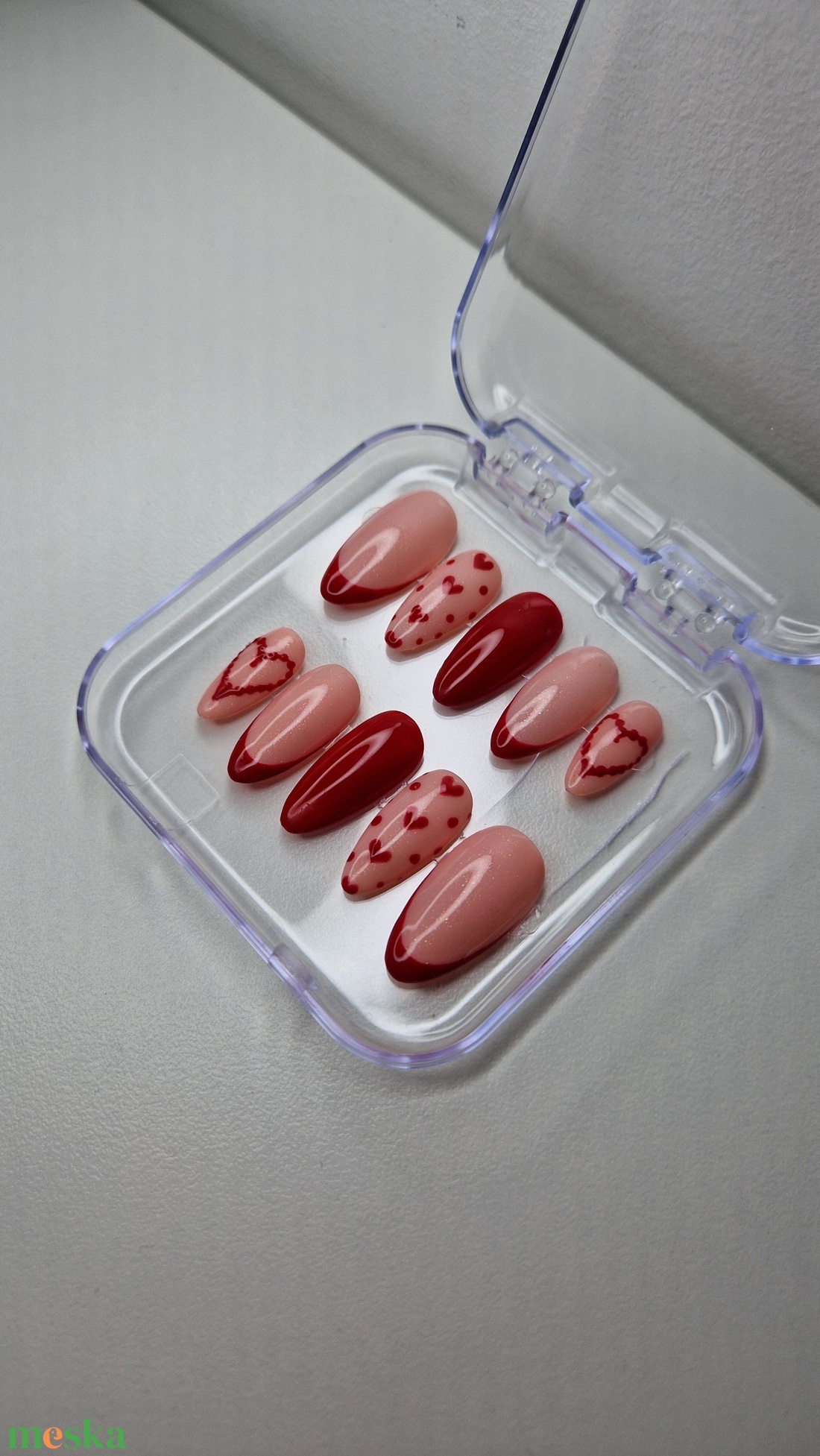 Kézzel készített, egyedi press-on körömök (burgundi) - szépségápolás - testápolás - kéz- és lábápolás - Meska.hu