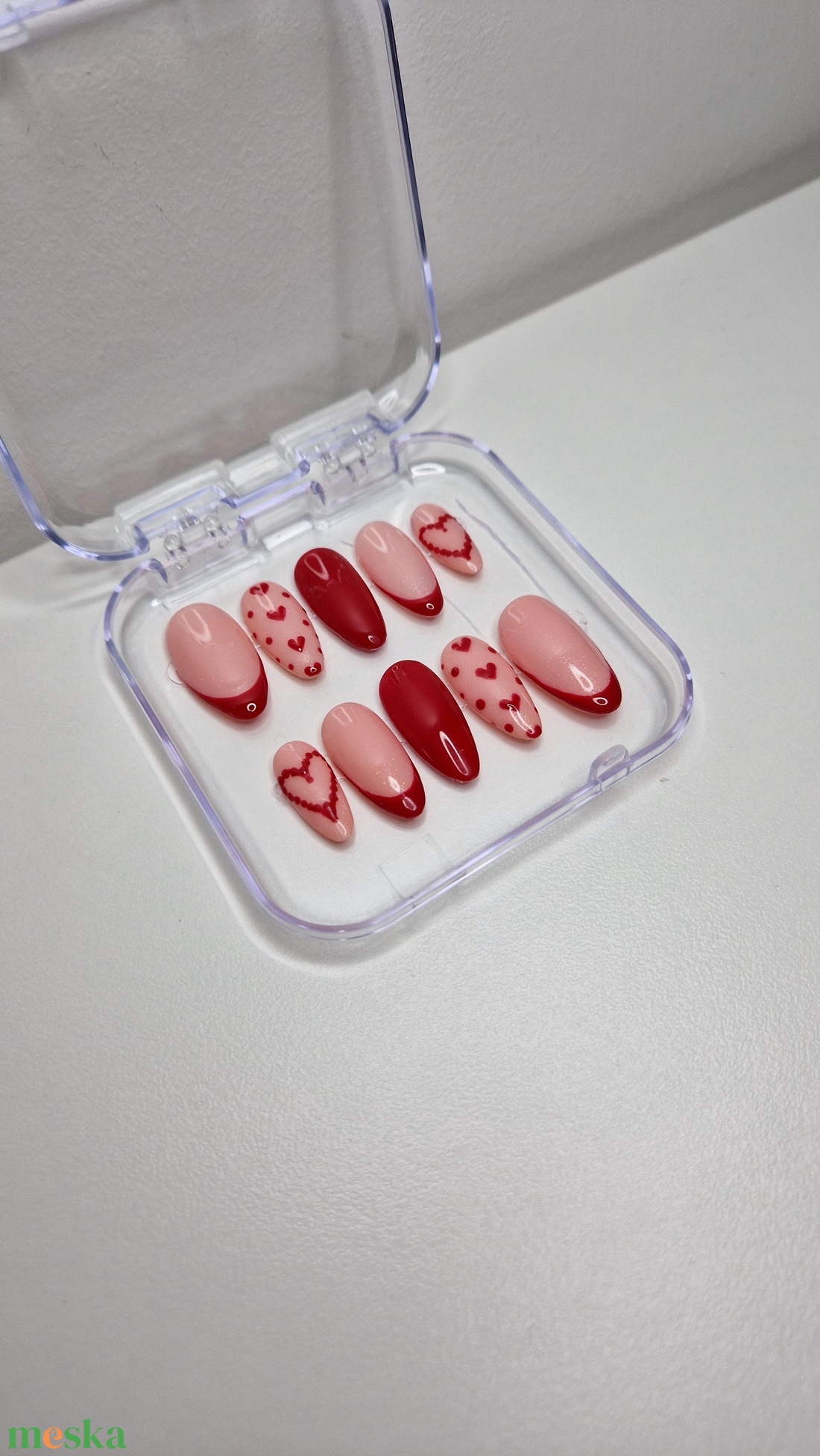 Kézzel készített, egyedi press-on körömök (burgundi) - szépségápolás - testápolás - kéz- és lábápolás - Meska.hu