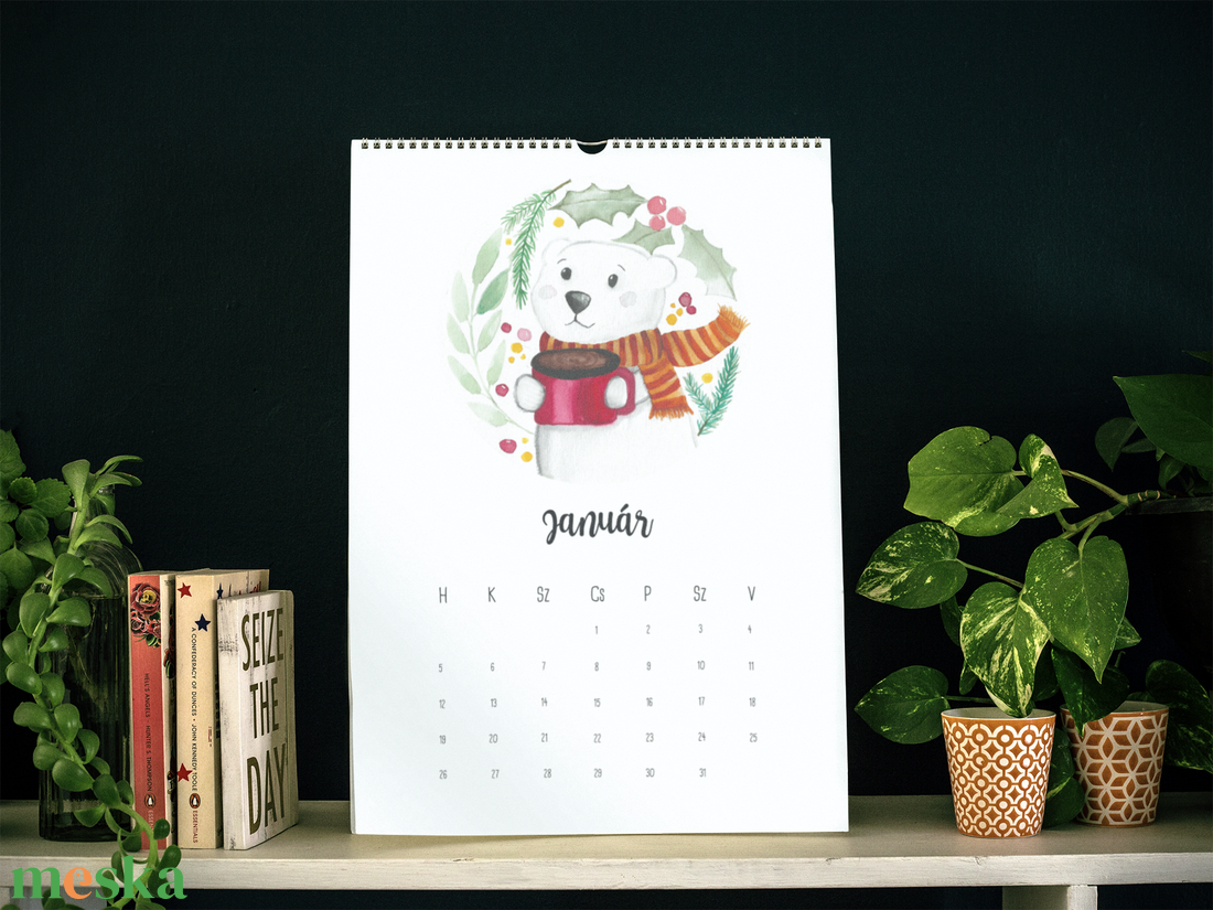 Falinaptár 2026. kávés állatok - otthon & életmód - dekoráció - fali és függő dekoráció - falinaptár & öröknaptár - Meska.hu