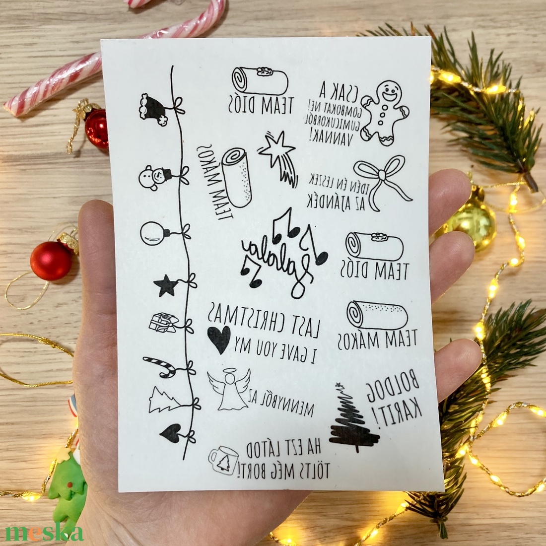 Karácsonyi ideiglenes tetkó (A6 méret) - karácsony - karácsonyi ruházat - karácsonyi ruha kiegészítők - Meska.hu