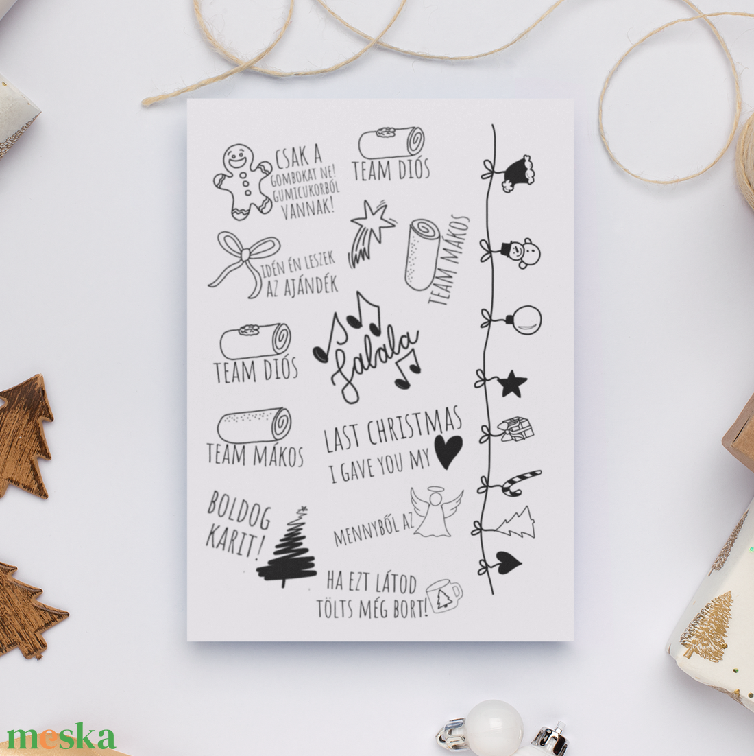 Karácsonyi ideiglenes tetkó (A6 méret) - karácsony - karácsonyi ruházat - karácsonyi ruha kiegészítők - Meska.hu