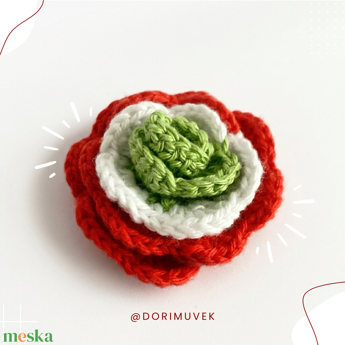 Horgolt kokárda, rózsa alakú - ékszer - kitűző és bross - Meska.hu