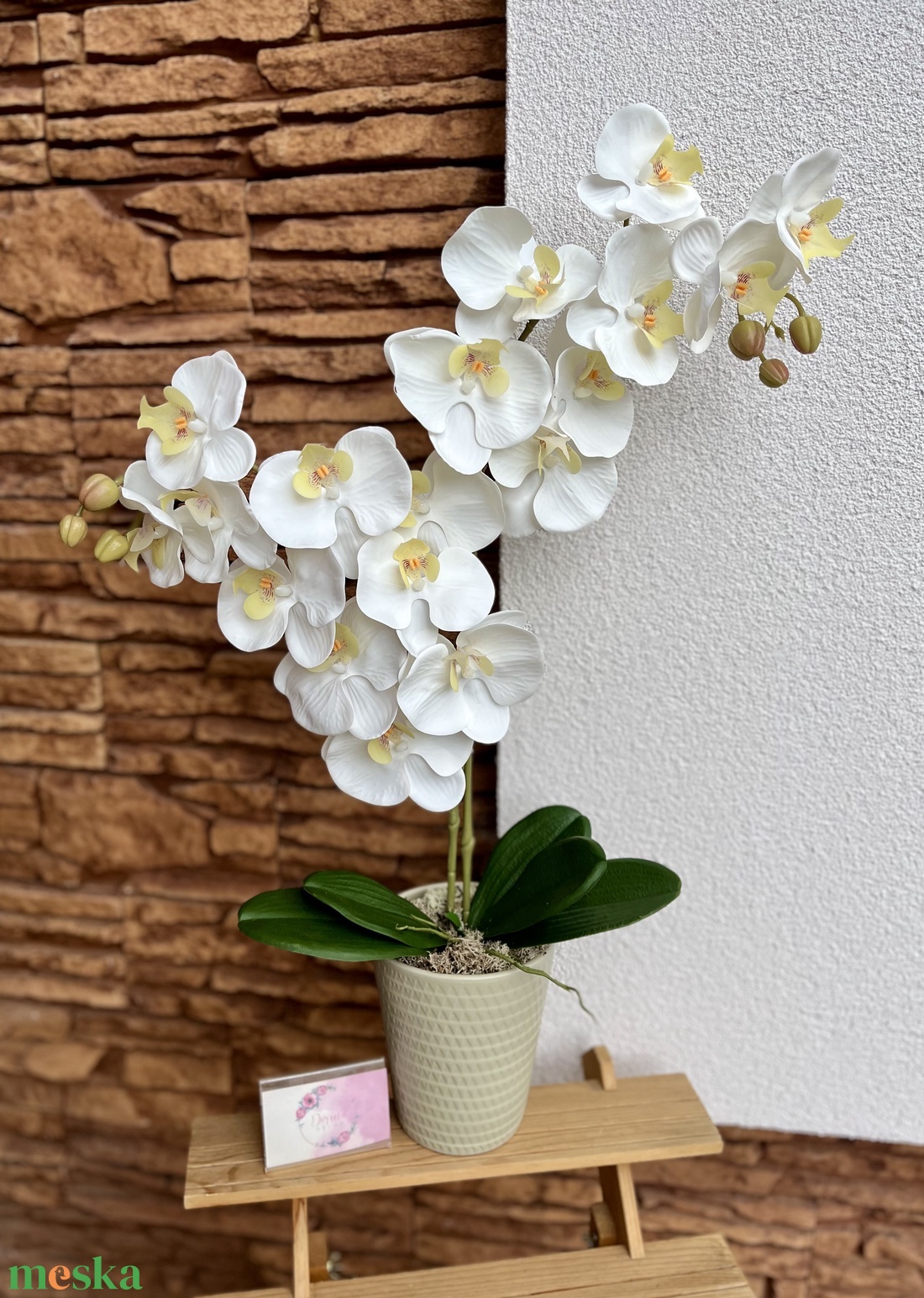 Real touch orchidea kerámia kaspóba-prémium fehér - otthon & életmód - dekoráció - virágdísz és tartó - csokor & virágdísz - Meska.hu