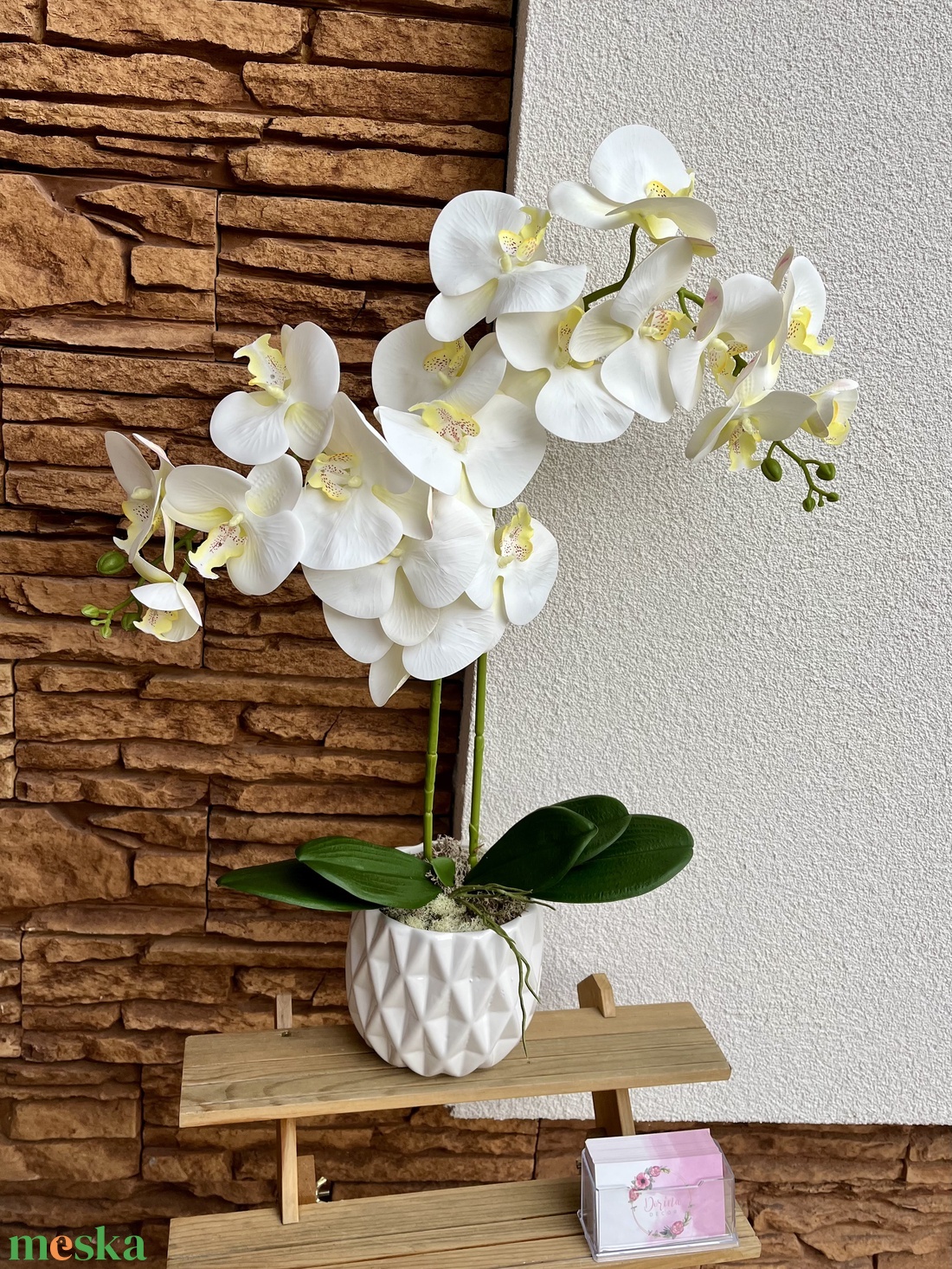 Real touch orchidea kerámia kaspóba-fehér2 ágas - otthon & életmód - dekoráció - virágdísz és tartó - csokor & virágdísz - Meska.hu