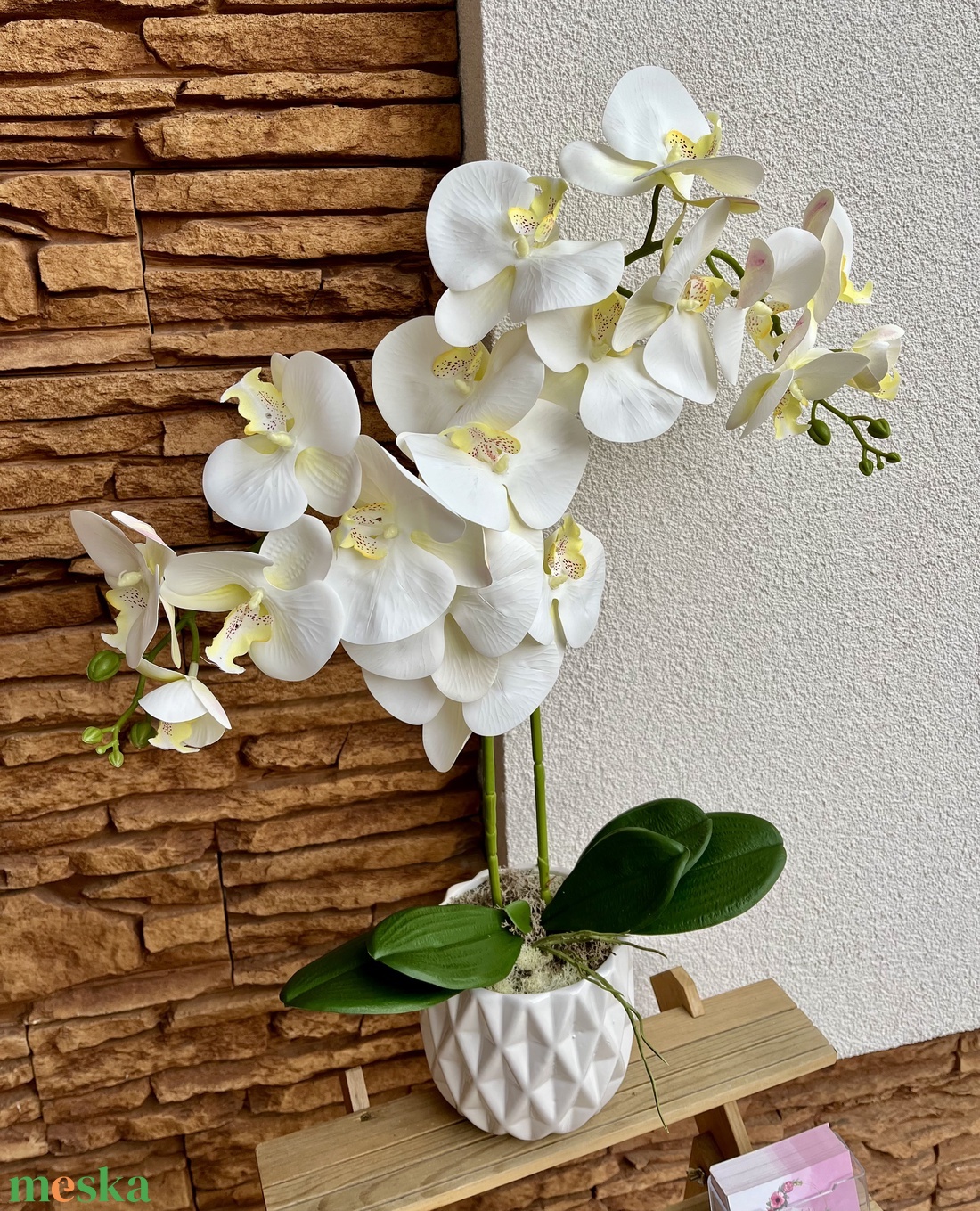 Real touch orchidea kerámia kaspóba-fehér2 ágas - otthon & életmód - dekoráció - virágdísz és tartó - csokor & virágdísz - Meska.hu