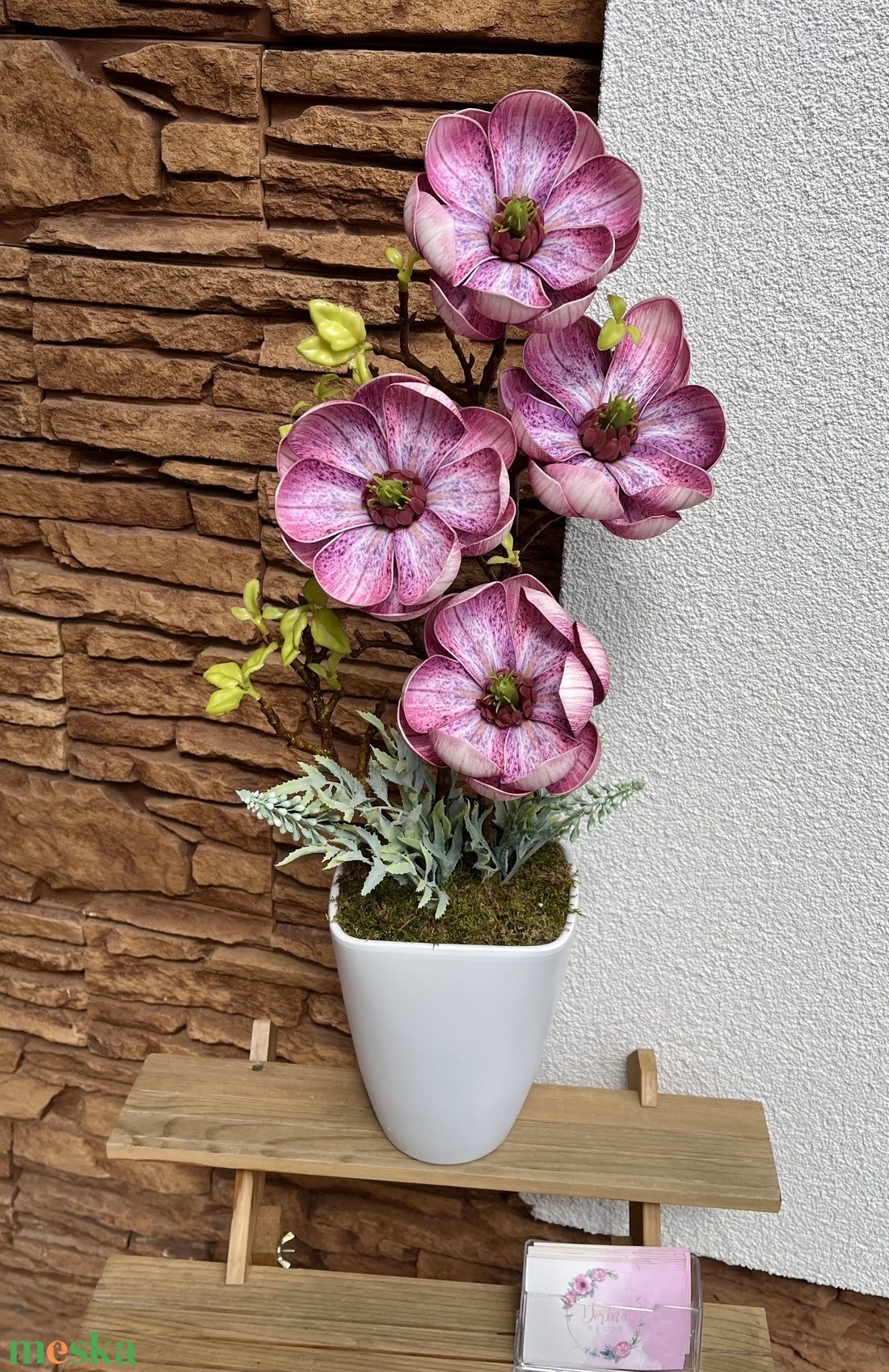 2 ágas, nagyfejű magnólia-lila - otthon & életmód - dekoráció - virágdísz és tartó - csokor & virágdísz - Meska.hu