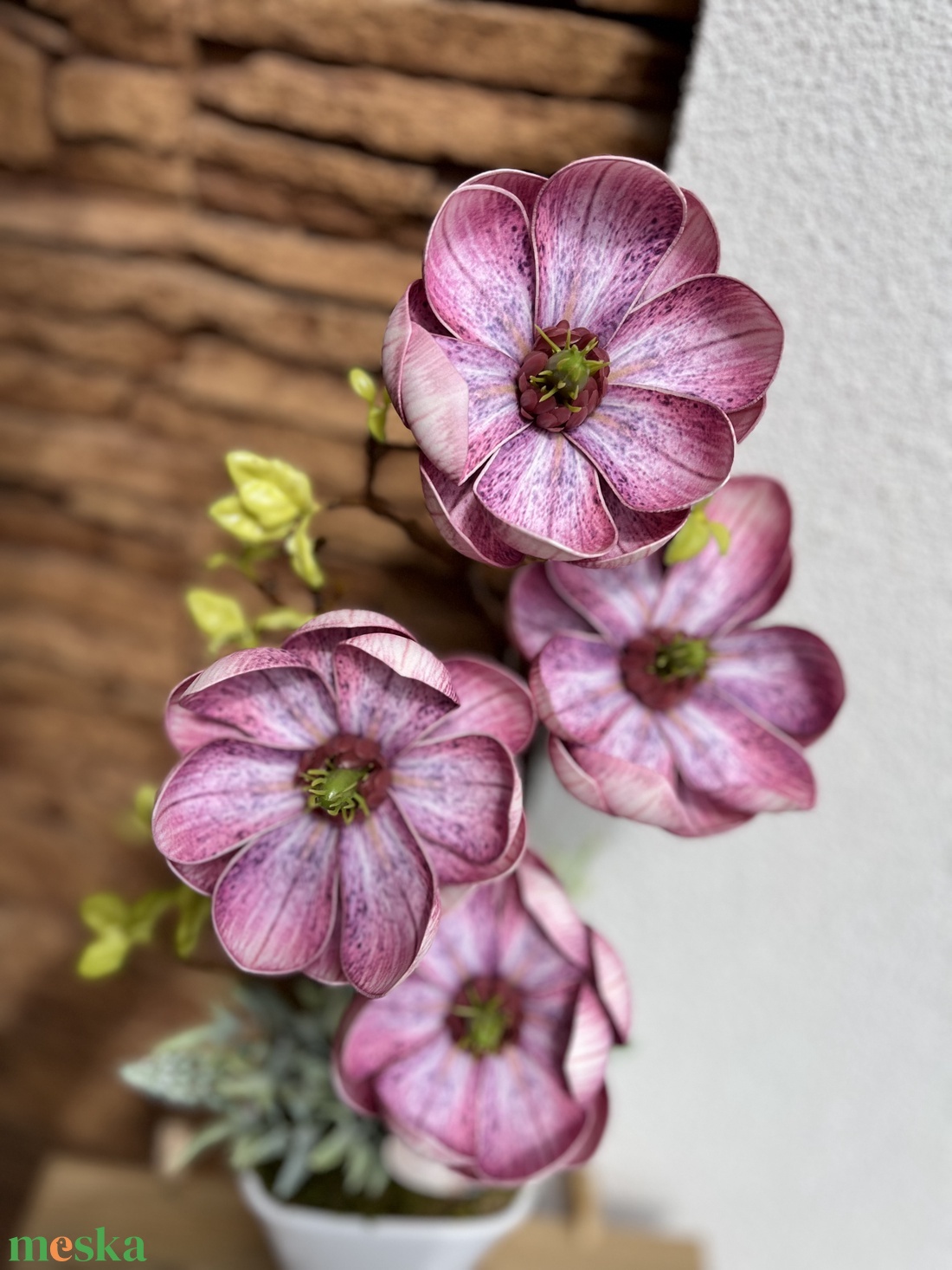 2 ágas, nagyfejű magnólia-lila - otthon & életmód - dekoráció - virágdísz és tartó - csokor & virágdísz - Meska.hu