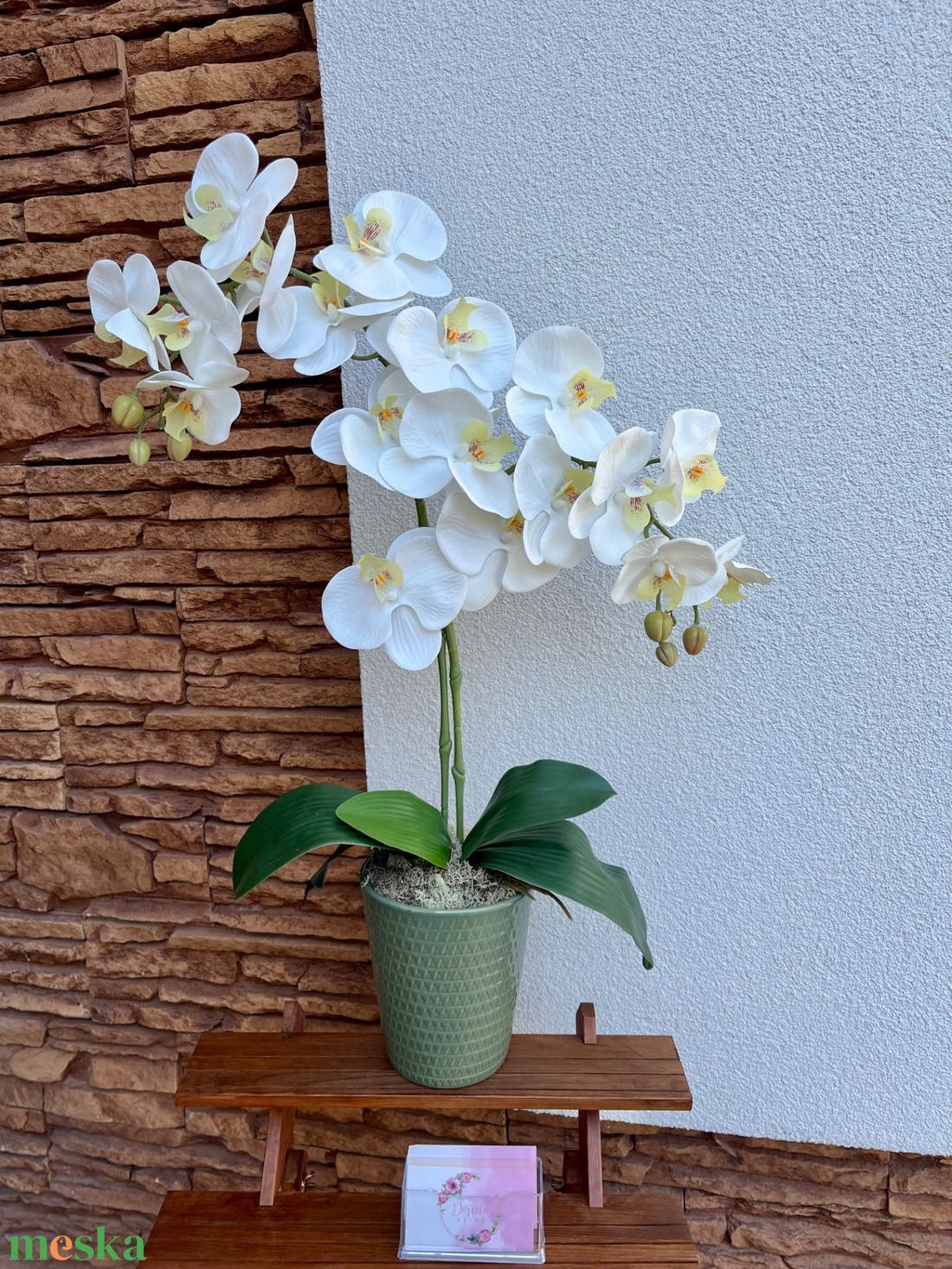 Real touch orchidea kerámia kaspóba-fehér 2 ágas - otthon & életmód - dekoráció - virágdísz és tartó - csokor & virágdísz - Meska.hu