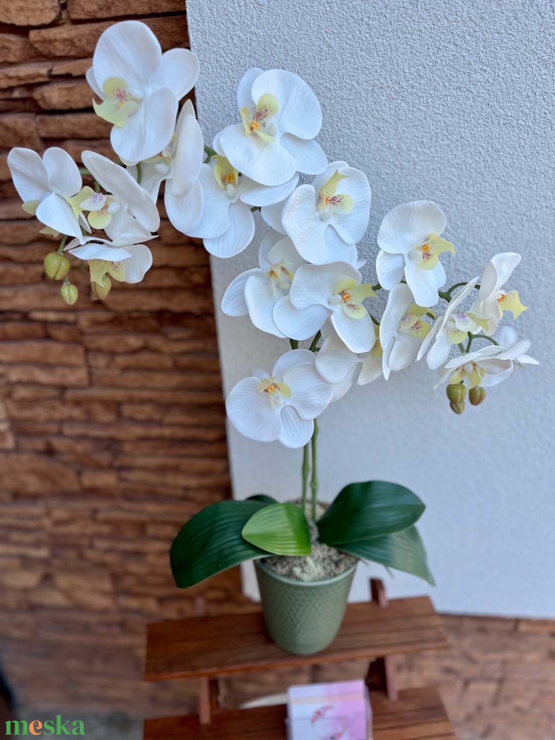 Real touch orchidea kerámia kaspóba-fehér 2 ágas - otthon & életmód - dekoráció - virágdísz és tartó - csokor & virágdísz - Meska.hu