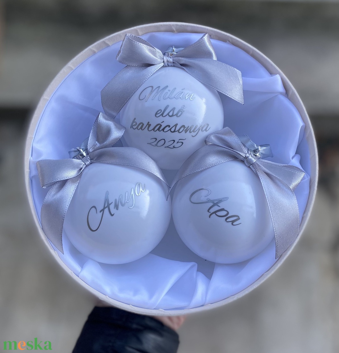 Karácsonyi gömb 8 cm 3db  - karácsony - karácsonyi lakásdekoráció - karácsonyfadíszek - Meska.hu