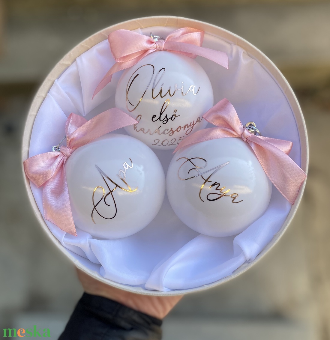 Karácsonyi gömb 8 cm 3db  - karácsony - karácsonyi lakásdekoráció - karácsonyfadíszek - Meska.hu