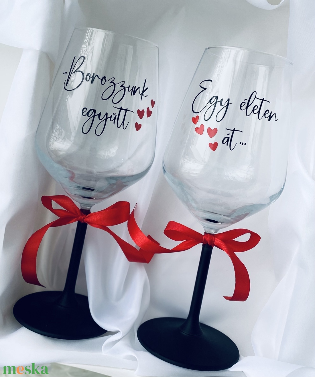 Valentin-napi páros boros pohár szett - otthon & életmód - konyhafelszerelés, tálalás - tálalás - boros poharak, szettek - Meska.hu