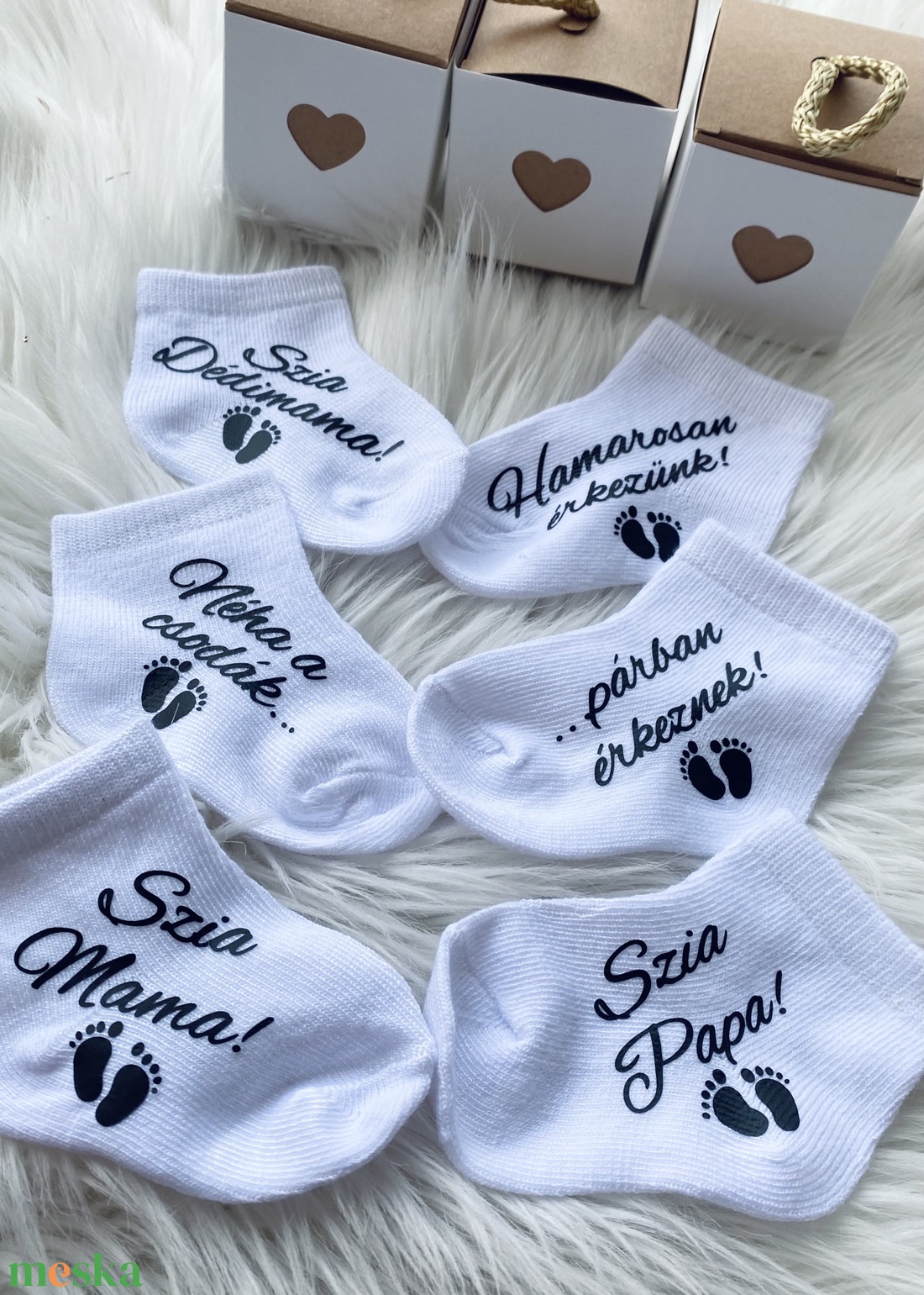 Bababejelentő zokni 6 db - ruha & divat - cipő & papucs - zokni - Meska.hu