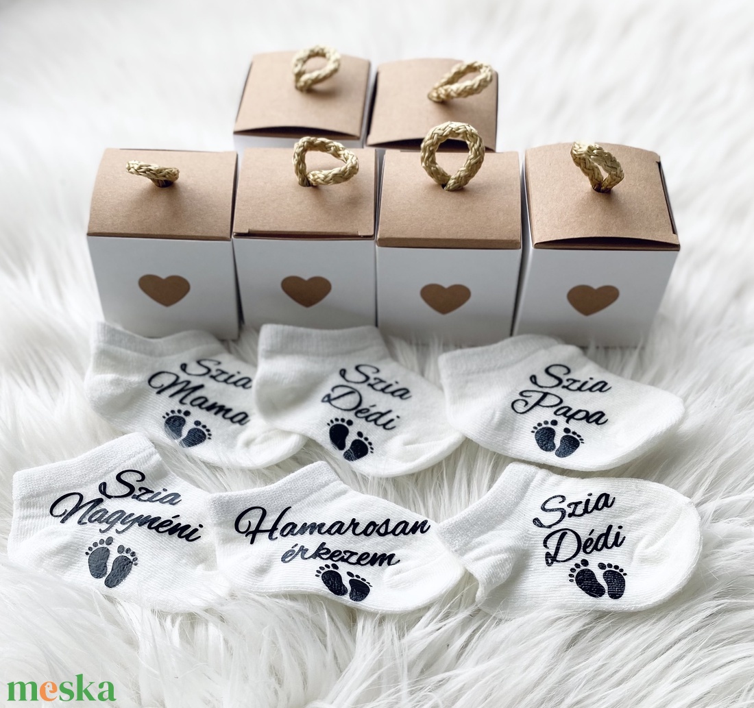 Baba bejelentő zokni 6 db - ruha & divat - cipő & papucs - zokni - Meska.hu