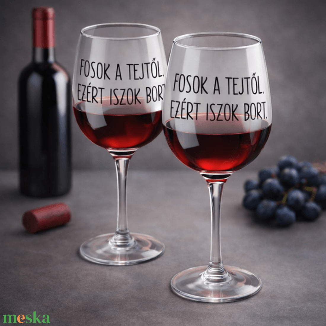 Egyedi boros pohár Fosok a tejtől - otthon & életmód - konyhafelszerelés, tálalás - tálalás - boros poharak, szettek - Meska.hu