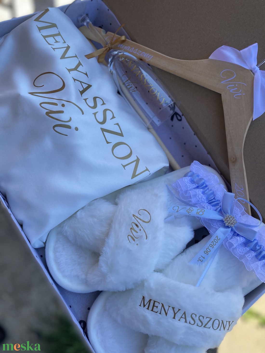 Esküvői köntös  szett papuccsal - esküvő - kiegészítők - esküvői köntös - Meska.hu