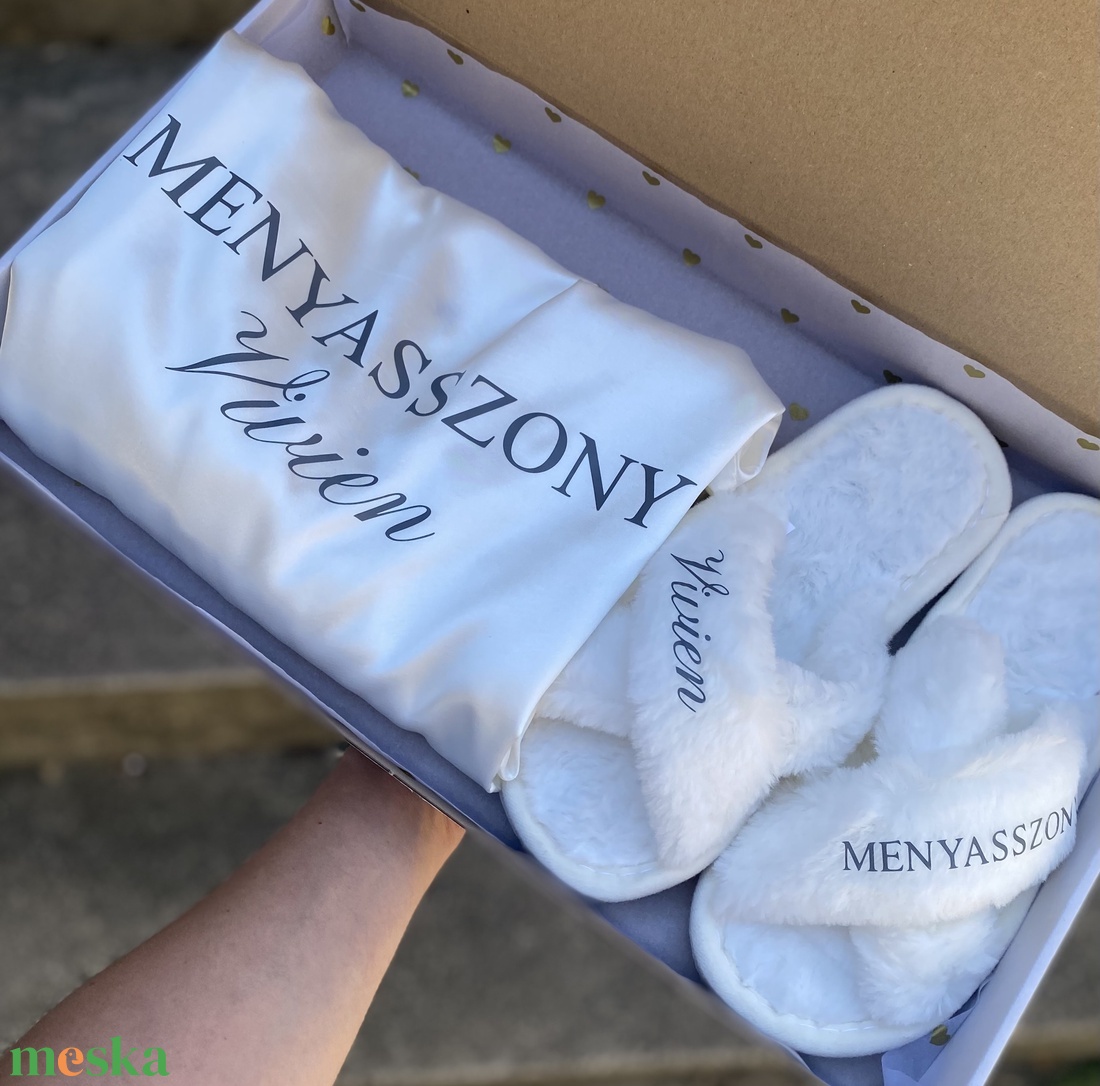 Esküvői köntös  szett papuccsal - esküvő - kiegészítők - esküvői köntös - Meska.hu