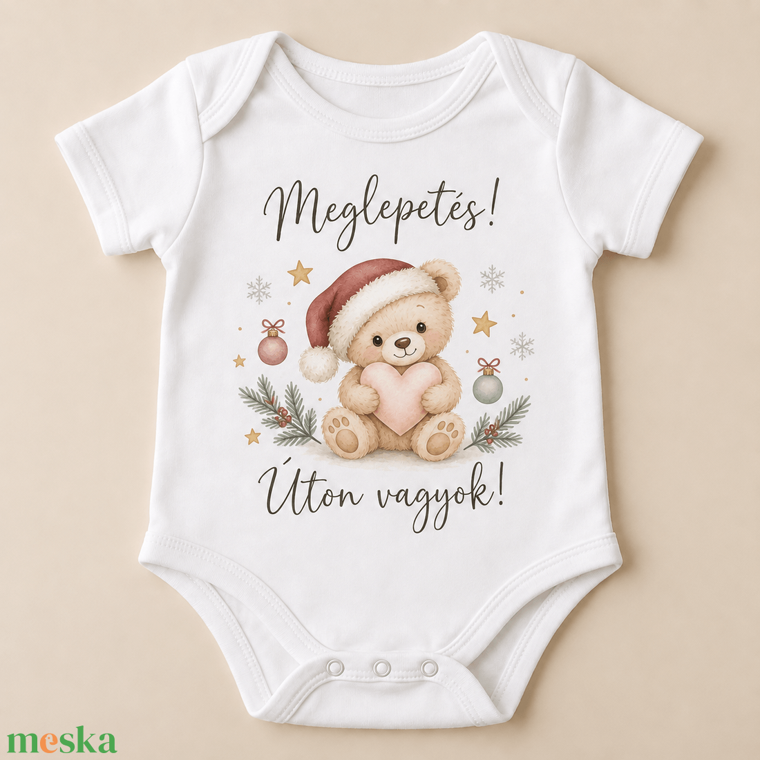 Karácsonyi baba bejelentő body - baba - mama - babaruházat - baba body - Meska.hu