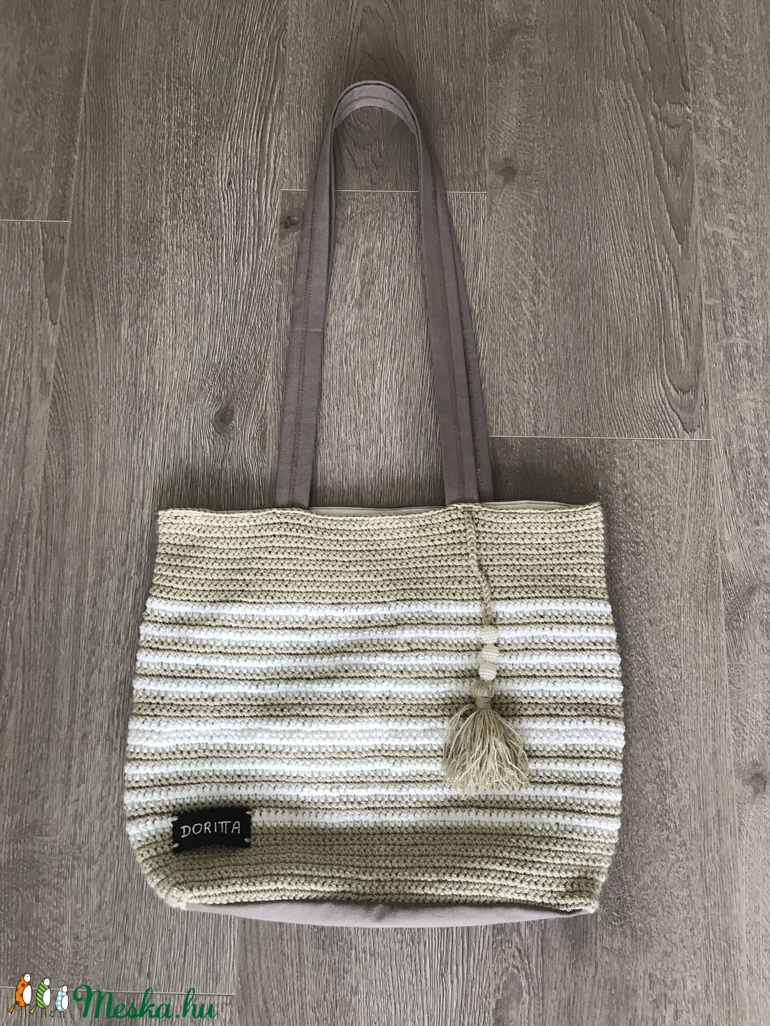 Beige-fehér horgolt táska - - Meska.hu Beige-fehér horgolt táska - - Meska.hu