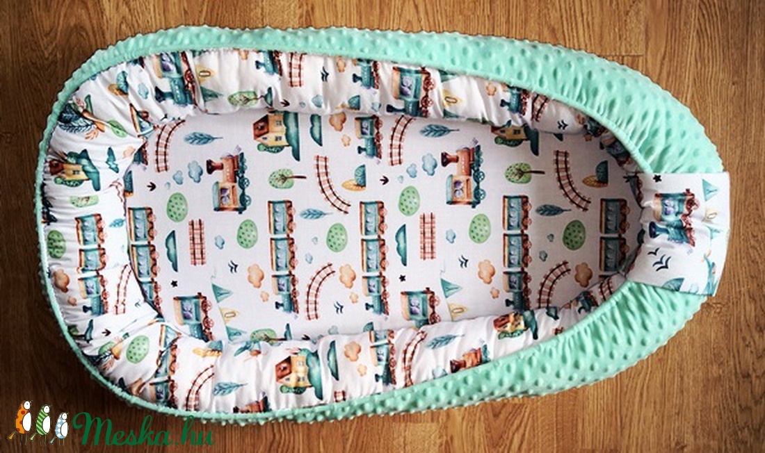 Mentazöld , vonatos mozdonyos repülős babafészek - otthon & életmód - babaszoba, gyerekszoba - babaszoba, gyerekszoba - Meska.hu