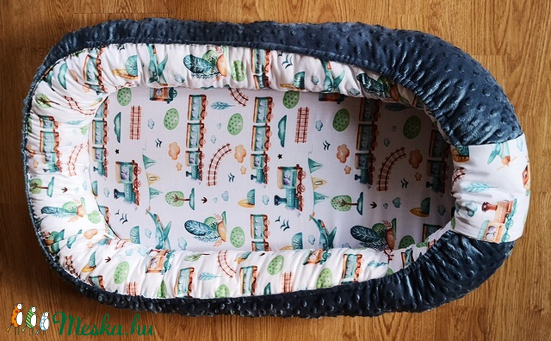 Acélkék , vonatos, mozdonyos ,repülős babafészek - otthon & életmód - babaszoba, gyerekszoba - babaszoba, gyerekszoba - Meska.hu