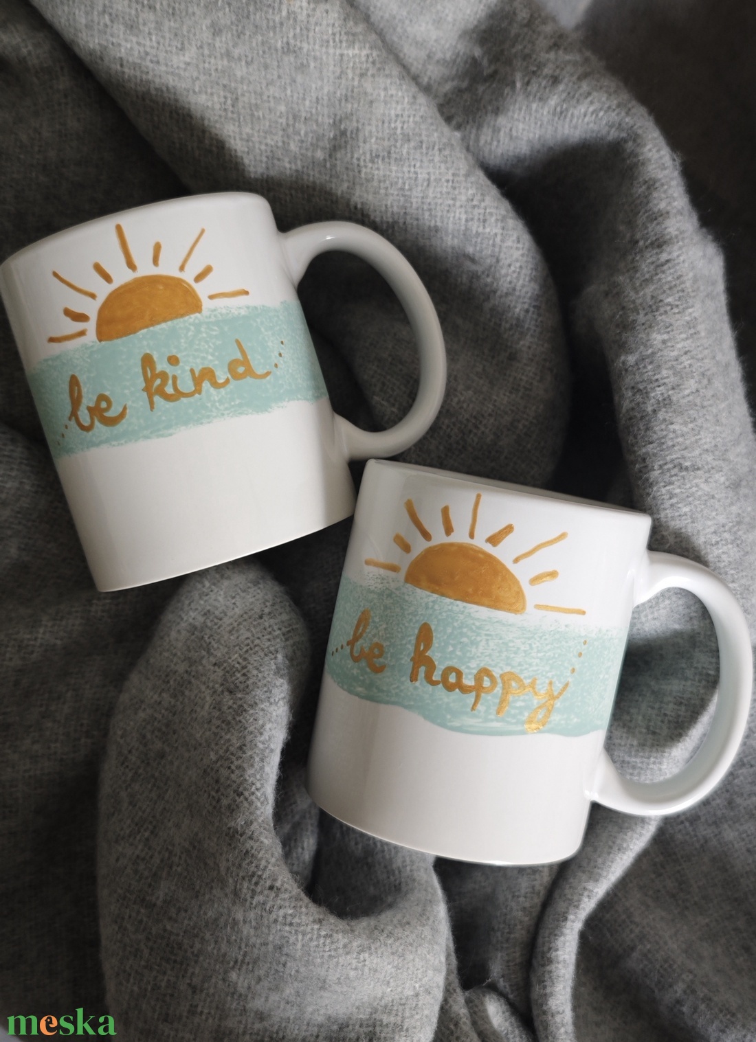 Be kind, be happy páros bögre  - otthon & életmód - konyhafelszerelés, tálalás - tálalás - bögre & csésze - Meska.hu