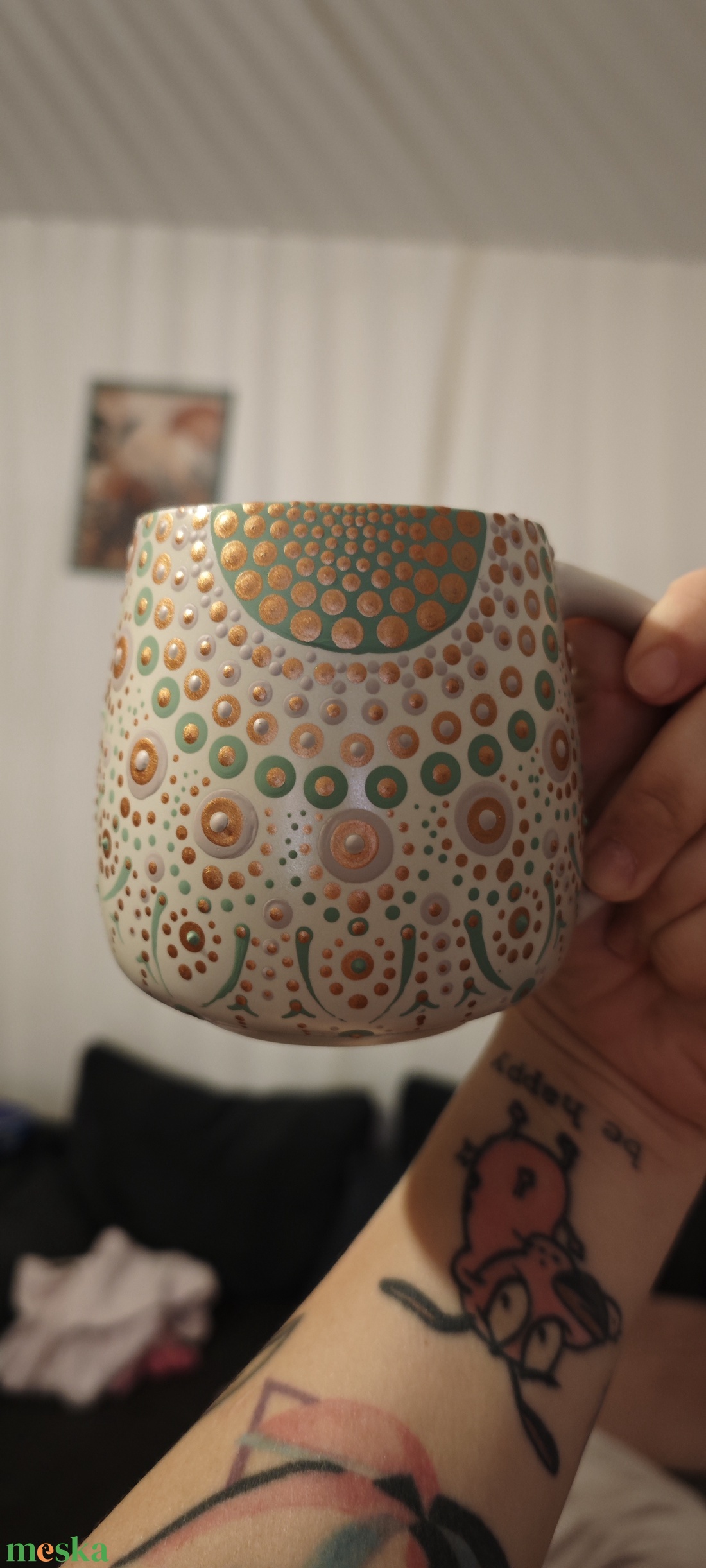 Pontozott mandalás bögre  - otthon & életmód - konyhafelszerelés, tálalás - tálalás - bögre & csésze - Meska.hu