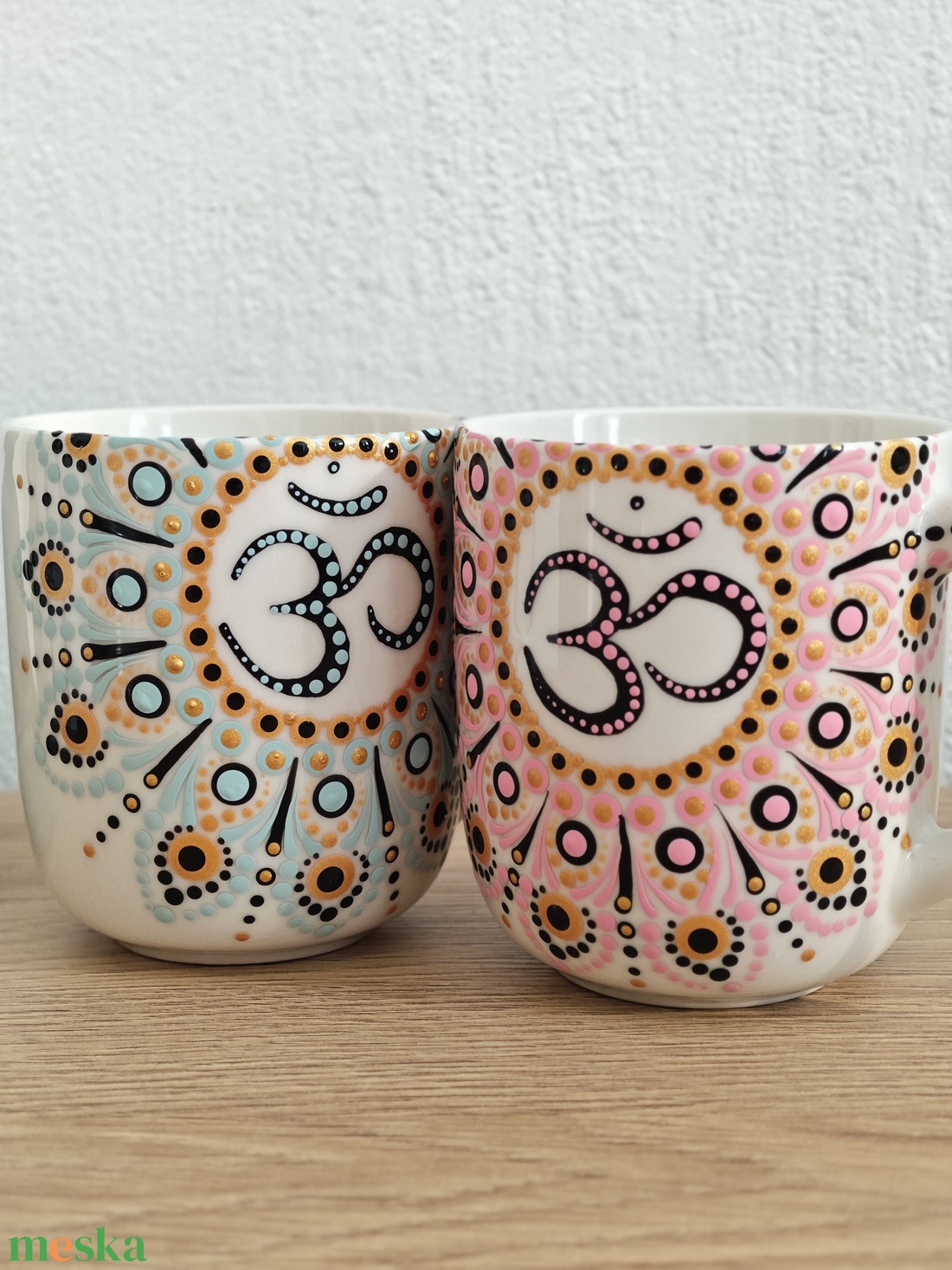 � Kézzel festett Om bögre � arany-fekete-rózsaszín mandala mintával (280 ml) - otthon & életmód - konyhafelszerelés, tálalás - tálalás - bögre & csésze - Meska.hu