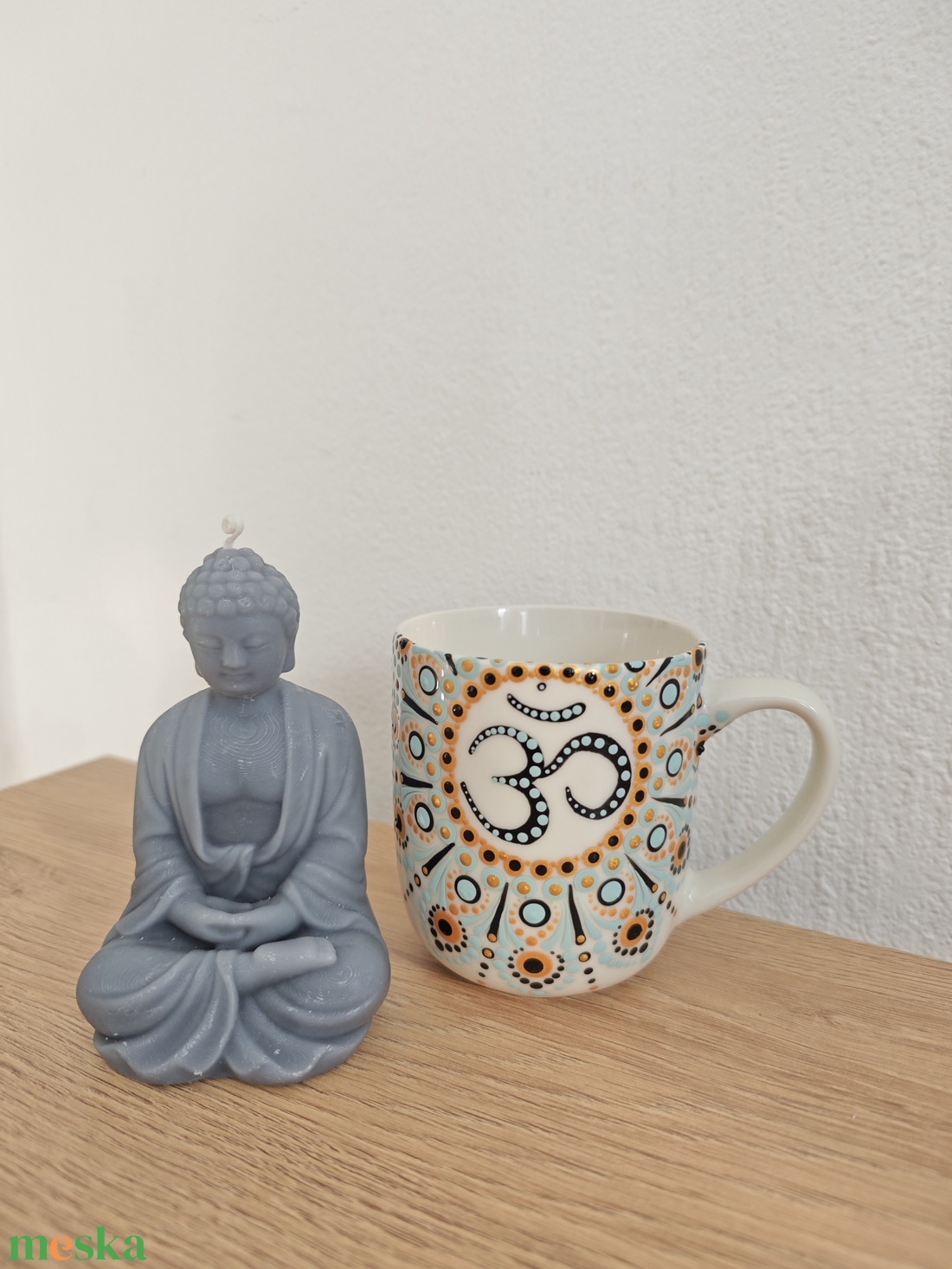 � Kézzel festett Om bögre � arany-fekete-kék mandala mintával (280 ml) - otthon & életmód - konyhafelszerelés, tálalás - tálalás - bögre & csésze - Meska.hu