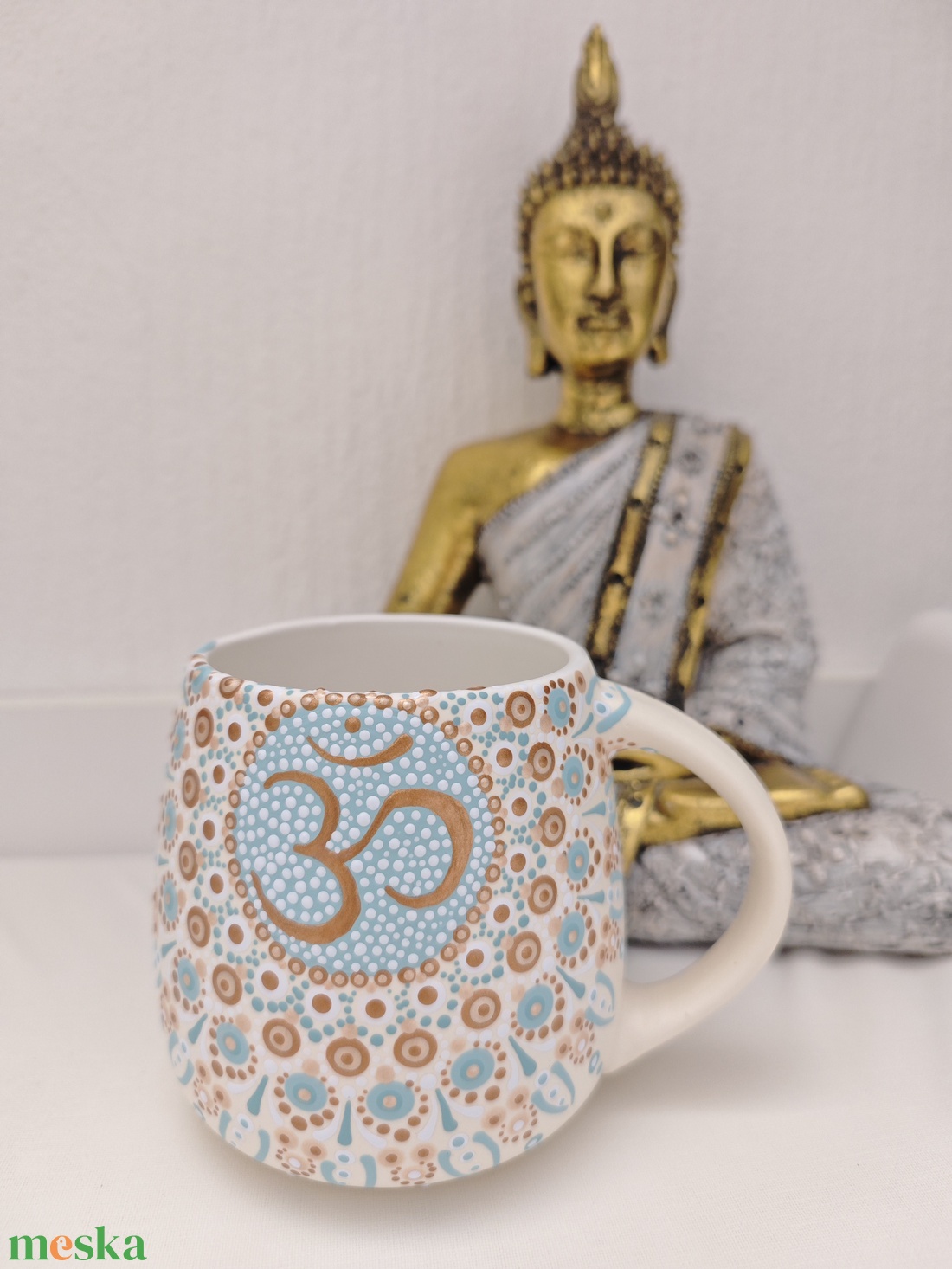 �Kézzel festett Om mintás bögre � 440 ml - otthon & életmód - konyhafelszerelés, tálalás - tálalás - bögre & csésze - Meska.hu