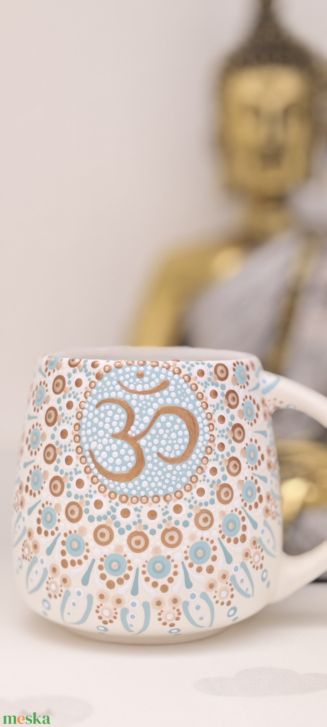 �Kézzel festett Om mintás bögre � 440 ml - otthon & életmód - konyhafelszerelés, tálalás - tálalás - bögre & csésze - Meska.hu