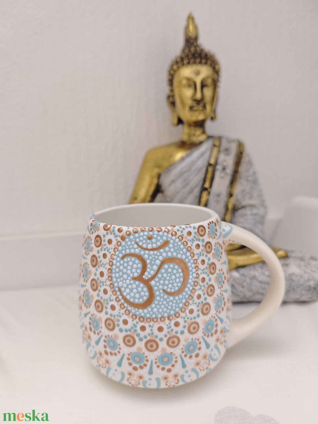 �Kézzel festett Om mintás bögre � 440 ml - otthon & életmód - konyhafelszerelés, tálalás - tálalás - bögre & csésze - Meska.hu