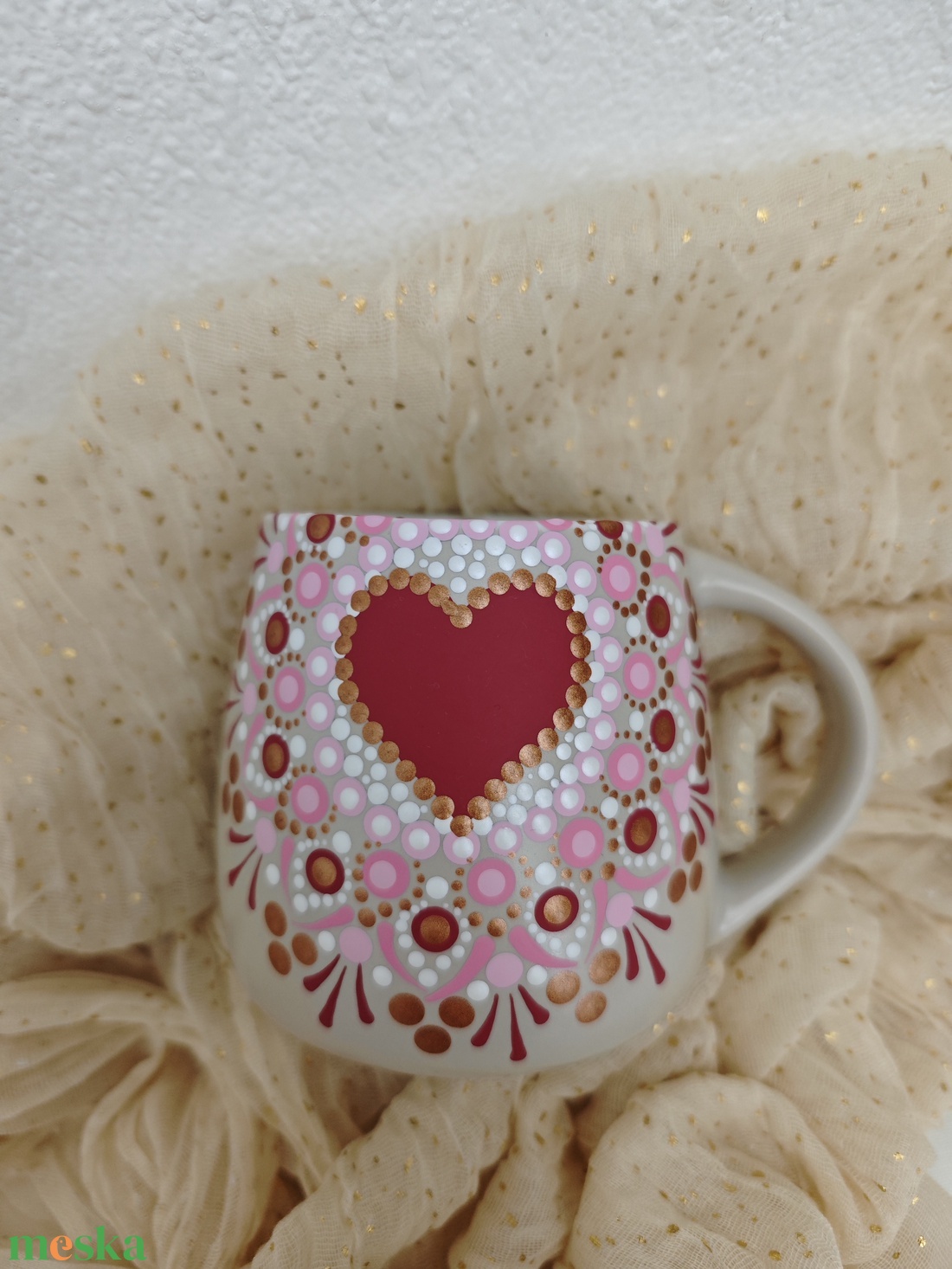 Kézzel festett szíves mandala bögre � 440 ml - otthon & életmód - konyhafelszerelés, tálalás - tálalás - bögre & csésze - Meska.hu
