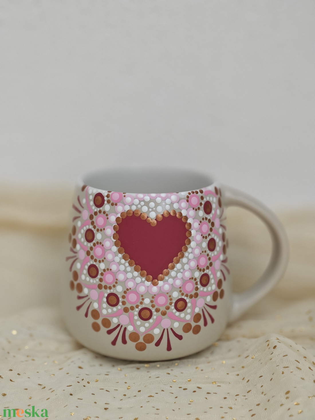 Kézzel festett szíves mandala bögre � 440 ml - otthon & életmód - konyhafelszerelés, tálalás - tálalás - bögre & csésze - Meska.hu