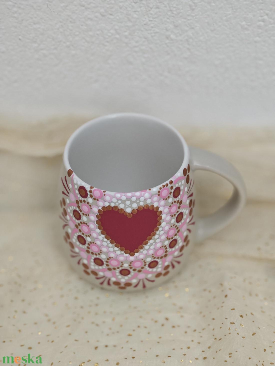 Kézzel festett szíves mandala bögre � 440 ml - otthon & életmód - konyhafelszerelés, tálalás - tálalás - bögre & csésze - Meska.hu