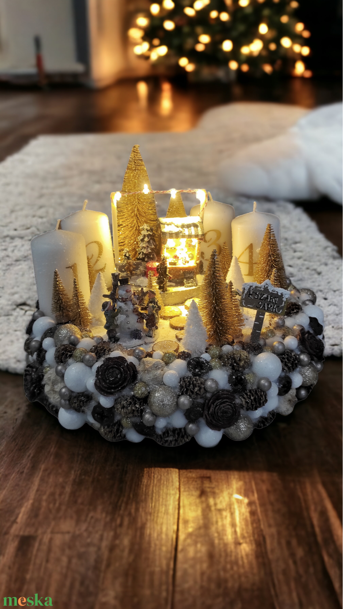 Téli jelenetes adventi koszorú LED világítással - karácsony - adventi díszek - adventi gyertyadíszek és koszorúdíszek - Meska.hu Téli jelenetes adventi koszorú LED világítással - karácsony - adventi díszek - adventi gyertyadíszek és koszorúdíszek - Meska.hu