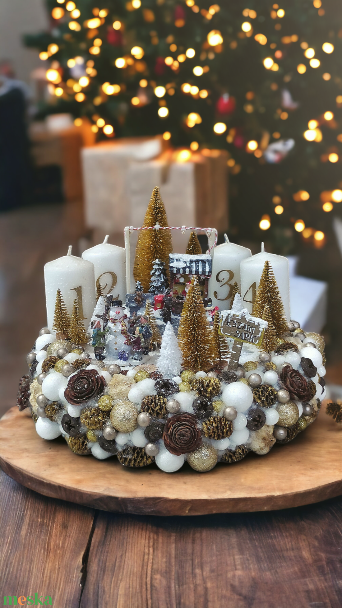 Téli jelenetes adventi koszorú LED világítással - karácsony - adventi díszek - adventi gyertyadíszek és koszorúdíszek - Meska.hu Téli jelenetes adventi koszorú LED világítással - karácsony - adventi díszek - adventi gyertyadíszek és koszorúdíszek - Meska.hu