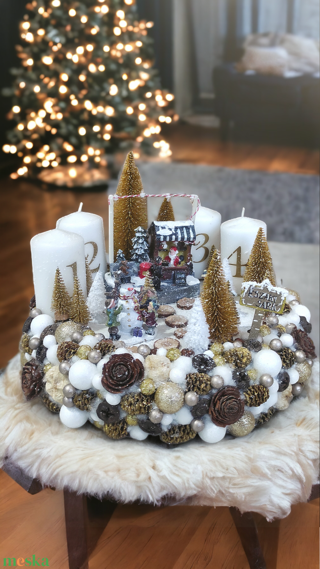 Téli jelenetes adventi koszorú LED világítással - karácsony - adventi díszek - adventi gyertyadíszek és koszorúdíszek - Meska.hu Téli jelenetes adventi koszorú LED világítással - karácsony - adventi díszek - adventi gyertyadíszek és koszorúdíszek - Meska.hu