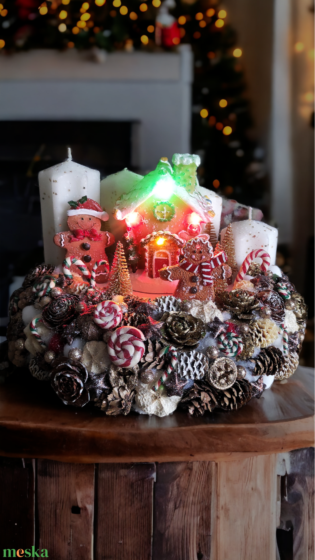 Zenélő, nagyméretű mézis adventi koszorú LED világítással - karácsony - adventi díszek - adventi gyertyadíszek és koszorúdíszek - Meska.hu Zenélő, nagyméretű mézis adventi koszorú LED világítással - karácsony - adventi díszek - adventi gyertyadíszek és koszorúdíszek - Meska.hu