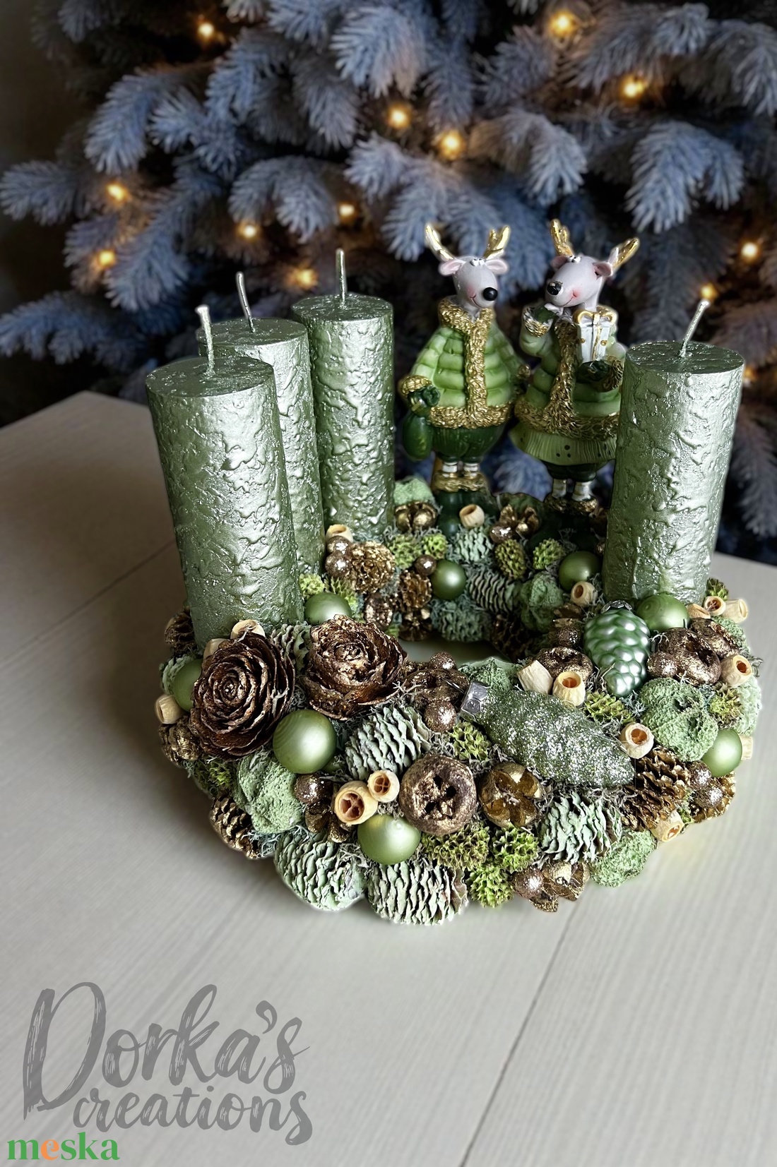Különleges színvilágú adventi koszorú szarvasokkal - karácsony - adventi díszek - adventi gyertyadíszek és koszorúdíszek - Meska.hu Különleges színvilágú adventi koszorú szarvasokkal - karácsony - adventi díszek - adventi gyertyadíszek és koszorúdíszek - Meska.hu