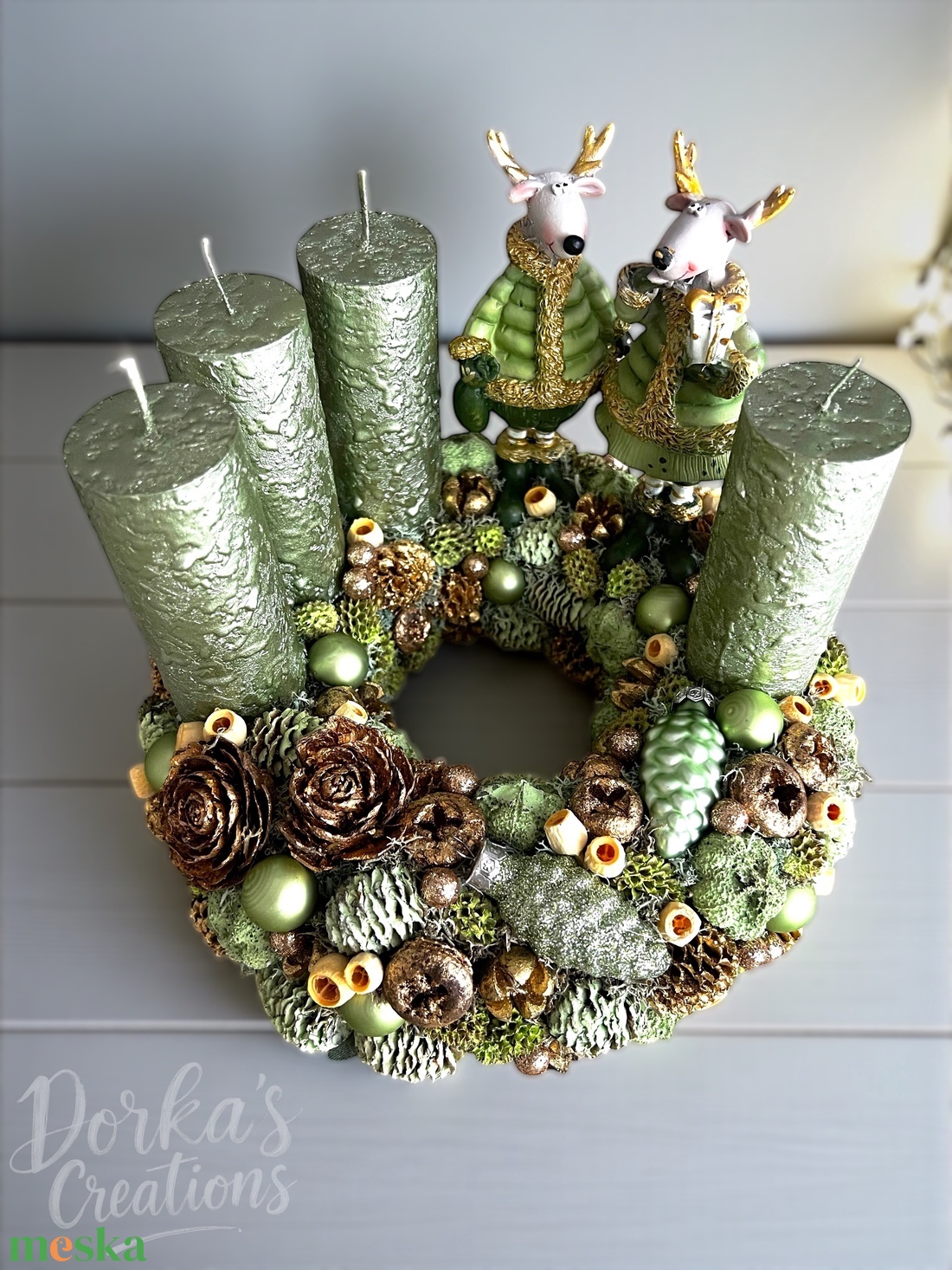 Különleges színvilágú adventi koszorú szarvasokkal - karácsony - adventi díszek - adventi gyertyadíszek és koszorúdíszek - Meska.hu Különleges színvilágú adventi koszorú szarvasokkal - karácsony - adventi díszek - adventi gyertyadíszek és koszorúdíszek - Meska.hu