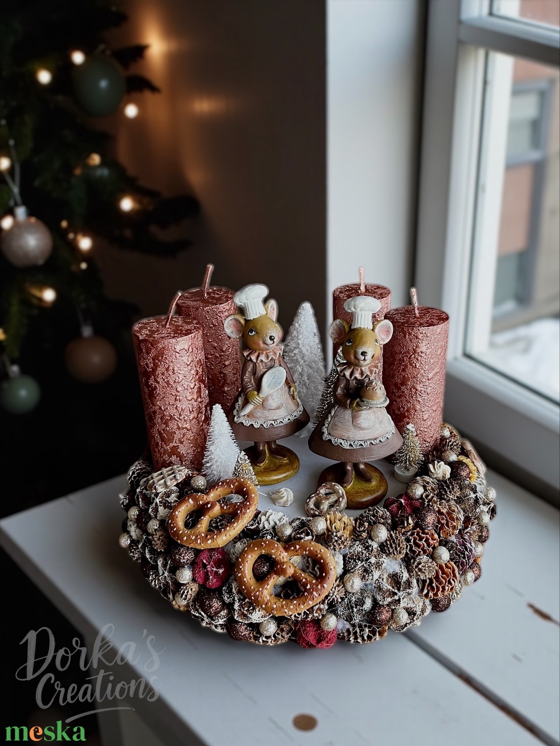 Cukrászlányok műhelyében adventi asztaldísz - karácsony - adventi díszek - adventi gyertyadíszek és koszorúdíszek - Meska.hu