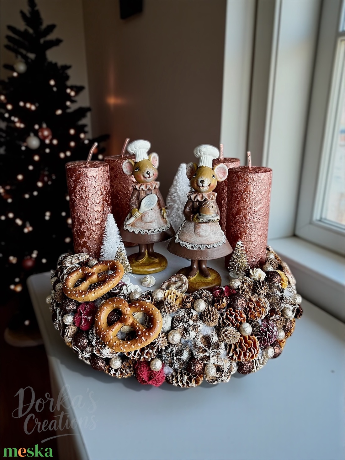 Cukrászlányok műhelyében adventi asztaldísz - karácsony - adventi díszek - adventi gyertyadíszek és koszorúdíszek - Meska.hu