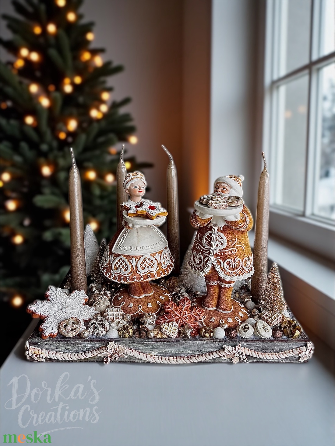 Adventi asztaldísz mézeskalács témában  - karácsony - adventi díszek - adventi gyertyadíszek és koszorúdíszek - Meska.hu