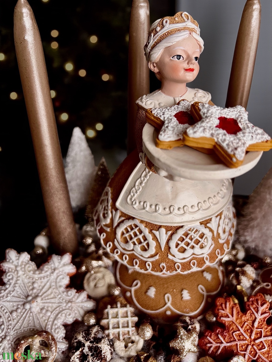 Adventi asztaldísz mézeskalács témában  - karácsony - adventi díszek - adventi gyertyadíszek és koszorúdíszek - Meska.hu