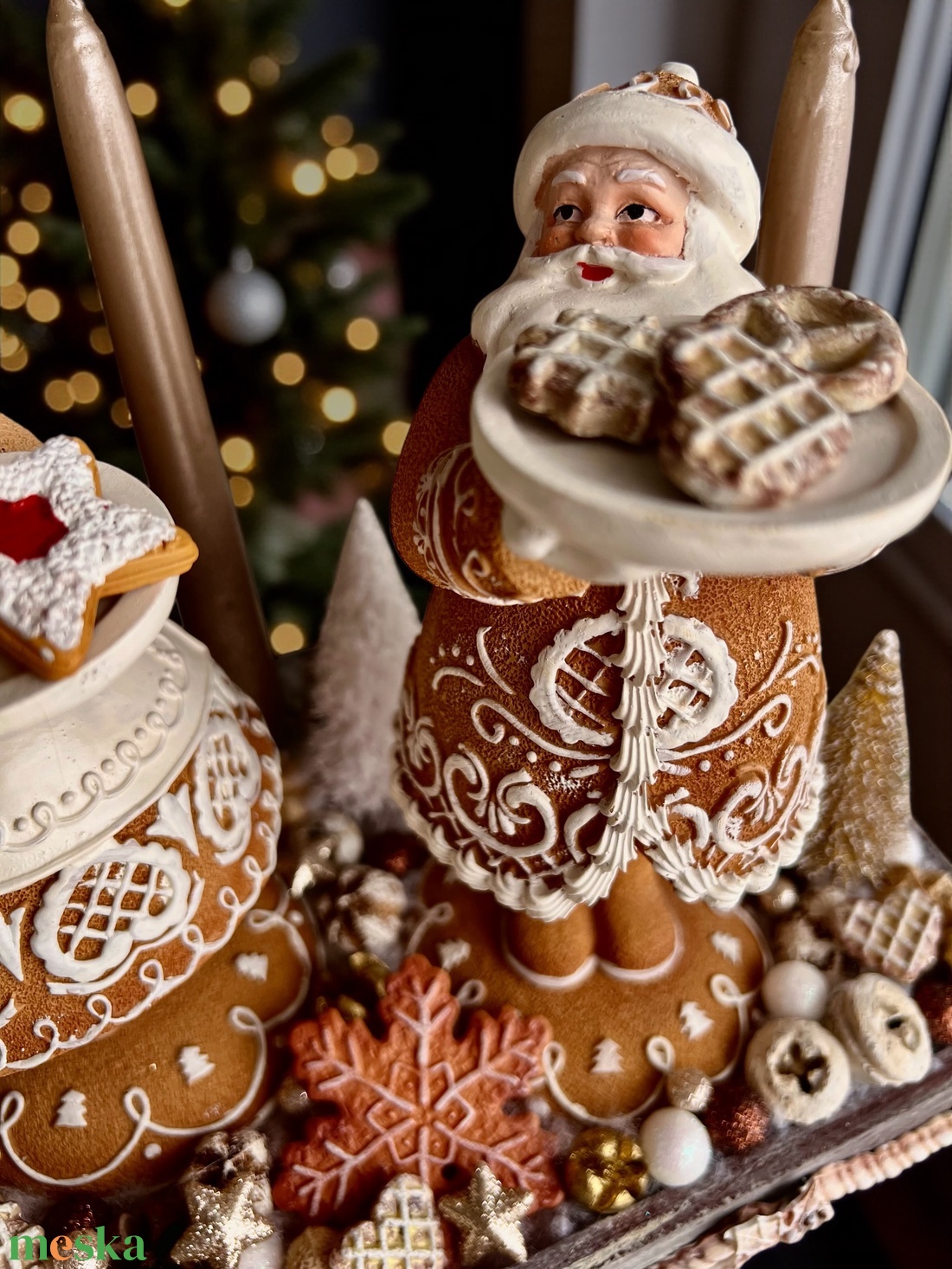 Adventi asztaldísz mézeskalács témában  - karácsony - adventi díszek - adventi gyertyadíszek és koszorúdíszek - Meska.hu